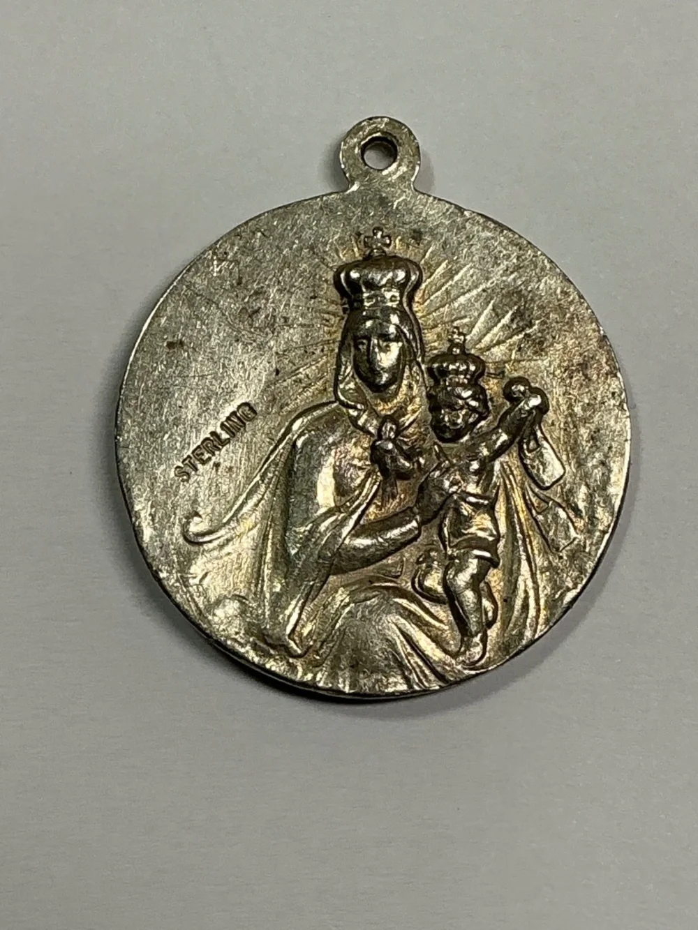 Vintage Sterling Silver Sacred Heart Of Jesus & Our Lady Of The Holy Scapular.